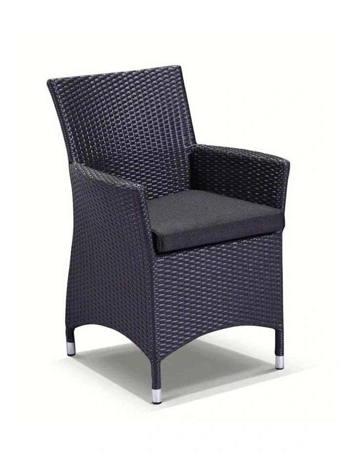 Sorrento 10 Seater Glass Top Outdoor Dining Set Charcoal With Wicker Chairs & Denim Grey Cushions image 2