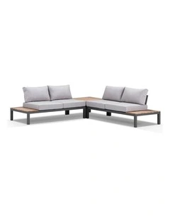 Nova Package B Outdoor Aluminium Modular Corner Lounge Charcoal & Textured Olefin Grey Cushions