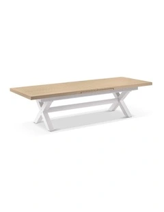 Austin Outdoor 3m-3.8m Extension Dining Table with Light Oak Aluminium Top White