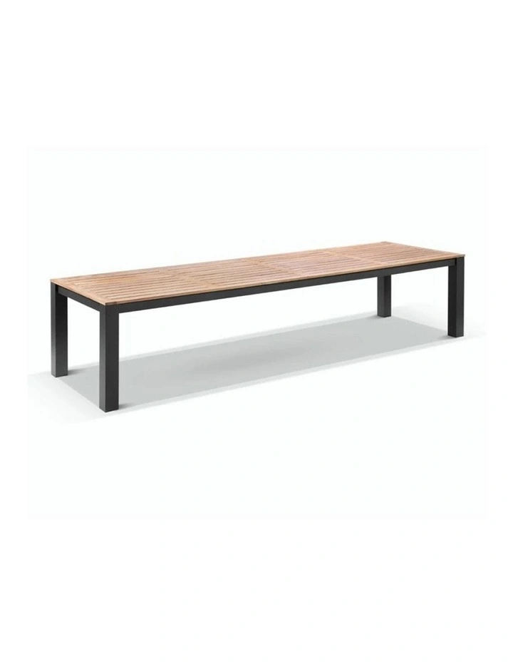 Balmoral 3.55m Outdoor Teak Top Aluminium Table Charcoal With Bench Seats image 3