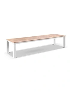 Balmoral 3.55m Outdoor Aluminium Teak Top Dining Table White