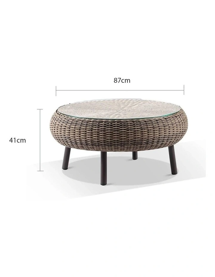 Plantation Hamptons Outdoor Round Wicker Coffee Table Brushed Wheat image 2
