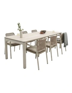 Sienna Outdoor Aluminium and Ceramic Dining Table with Rope Chairs Setting