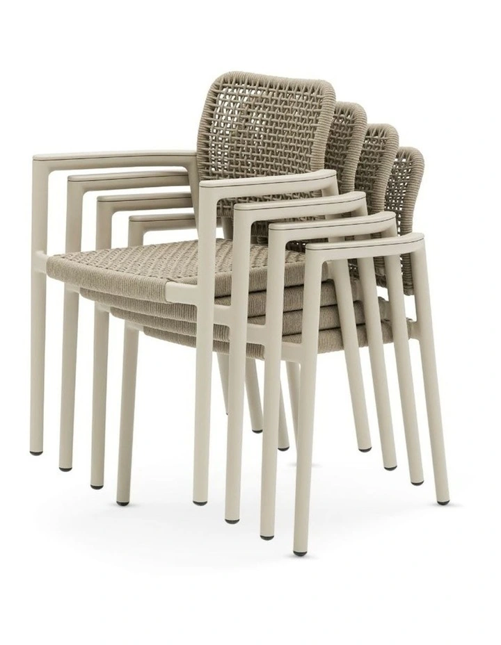 Sienna Outdoor Aluminium and Ceramic Dining Table with Rope Chairs Setting image 3