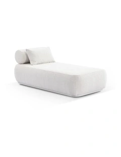Norfolk Outdoor Aluminium Single Sun Lounge White & Boucle Cream Cushions