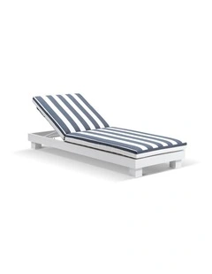 Santorini Aluminium Outdoor Sun Lounge White & Navy Stripe Cushions