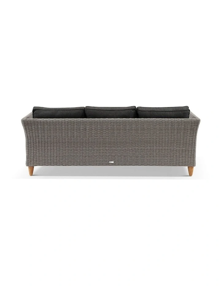 Carolina 3 Seater Outdoor Wicker Lounge Brushed Grey & Denim Cushions image 3