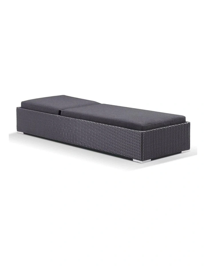 Breeze Outdoor Wicker Adjustable Single Sun Lounge Charcoal & Denim Grey Cushions image 2