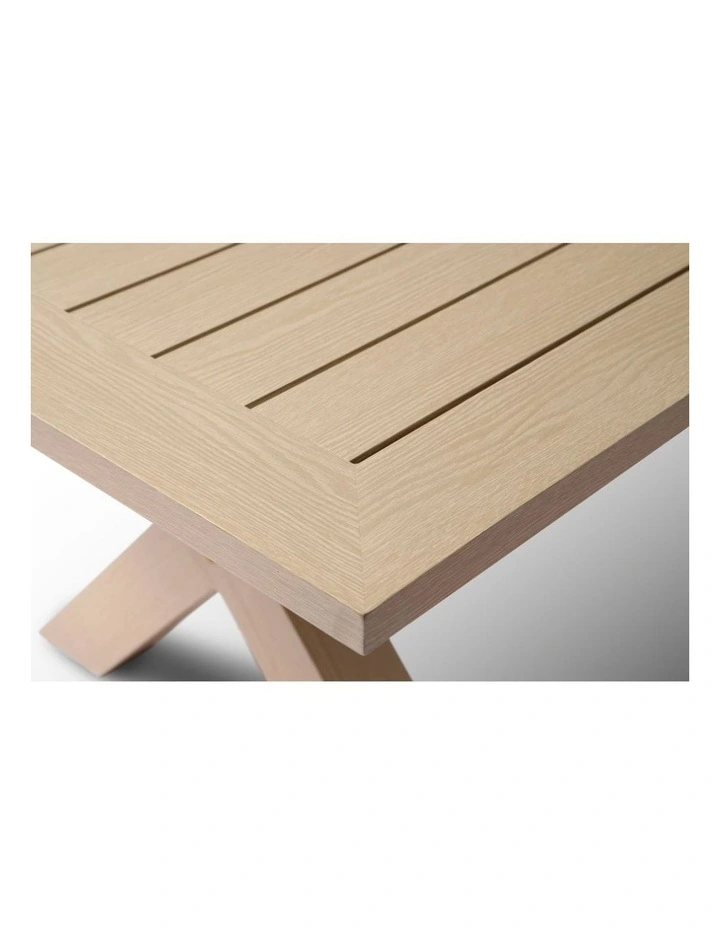 Tahitian 3m Outdoor Aluminium Rectangle Dining Table Light Oak image 3