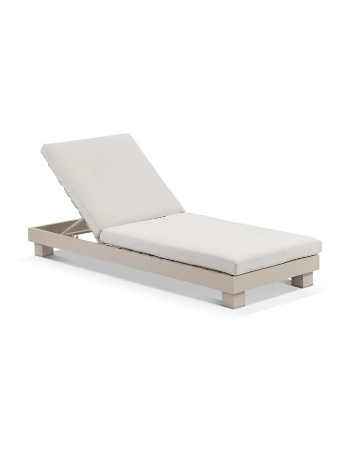 Santorini Aluminium Sun Lounge Light Dune With Sunbrella Cushion & Sunbrellla Canvas Cushions image 1