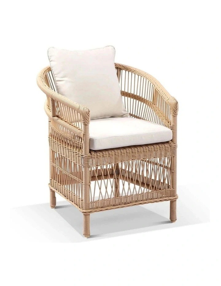 Santorini 1.8m Outdoor Aluminium Dining Table White With 6 Wicker Chairs & Wheat/Cream Cushions image 2