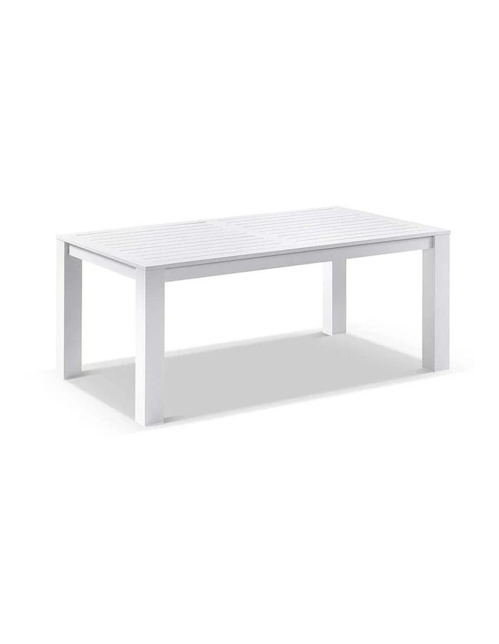 Santorini 1.8m Outdoor Aluminium Dining Table White With 6 Wicker Chairs & Wheat/Cream Cushions image 3