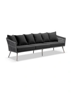 Herman Outdoor 3 Seater Rope & Aluminium Lounge Carbon Grey Denim Cushions
