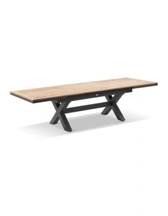 Austin Outdoor 2.2m - 3m Extension Teak Timber and Aluminium Dining Table Charcoal