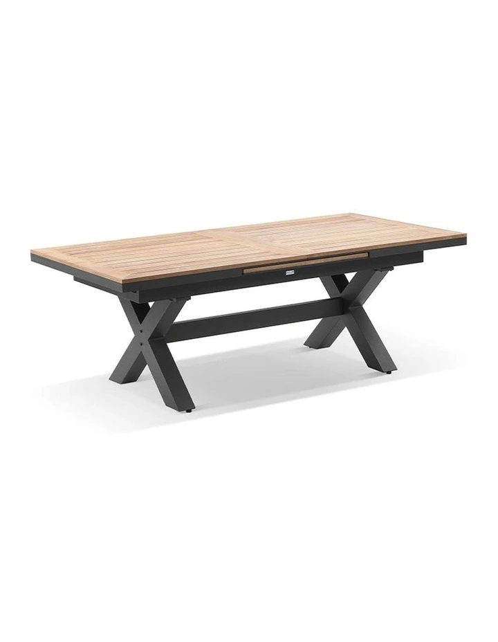Austin Outdoor 2.2m - 3m Extension Teak Timber and Aluminium Dining Table Charcoal image 2