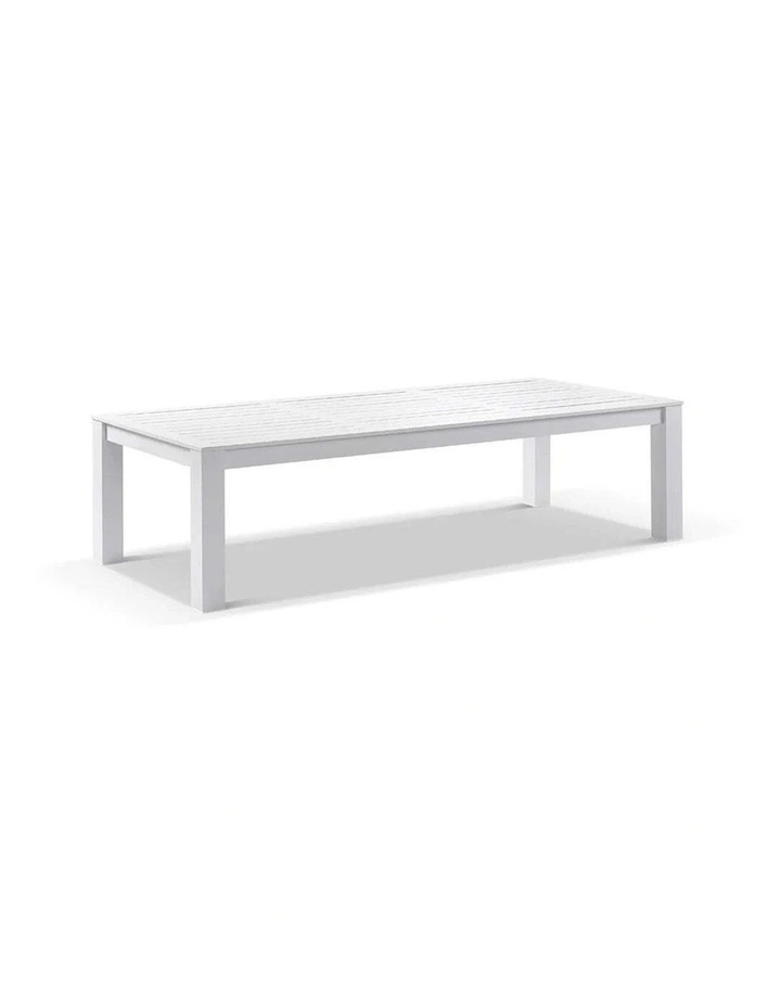 Santorini 2.5 Outdoor Aluminium Dining Table White With 8 Malawi Style Chairs & Wheat/Cream Cushions image 3