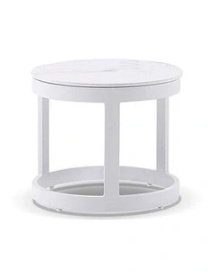Hugo Outdoor Round Ceramic and Aluminium Side Table White