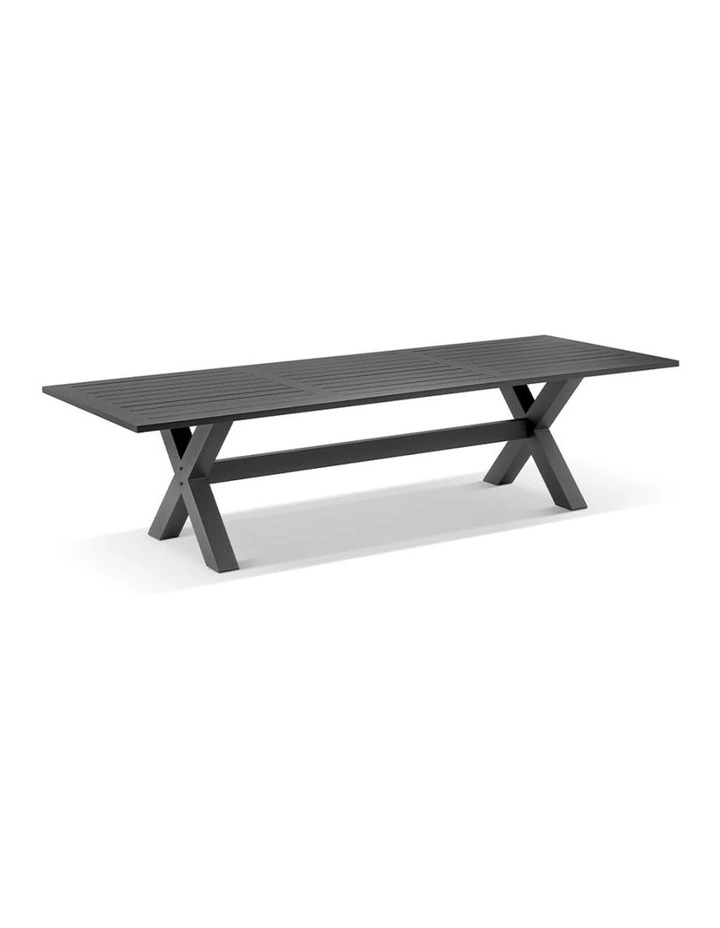 Tahitian 3m Aluminium Dining Table Charcoal with 10x Santorini Chairs & Denim Grey Cushions image 2