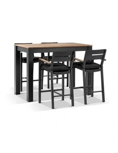 Balmoral 1.5m Bar Table Charcoal With 4 Capri Stools & Denim Grey Cushions