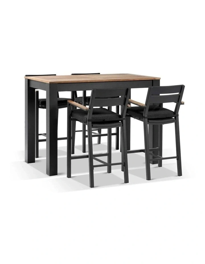 Balmoral 1.5m Bar Table Charcoal With 4 Capri Stools & Denim Grey Cushions image 1