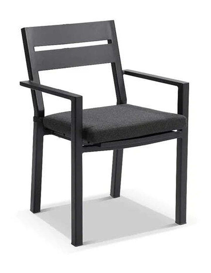 Santorini 8 Seater Outdoor Rectangle Aluminium Dining Table and Chairs Setting Charcoal image 4