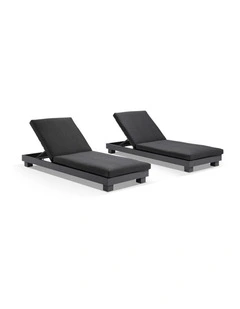 Santorini Outdoor Aluminium Pool Sun Lounge Set Charcoal & Denim Grey Cushions