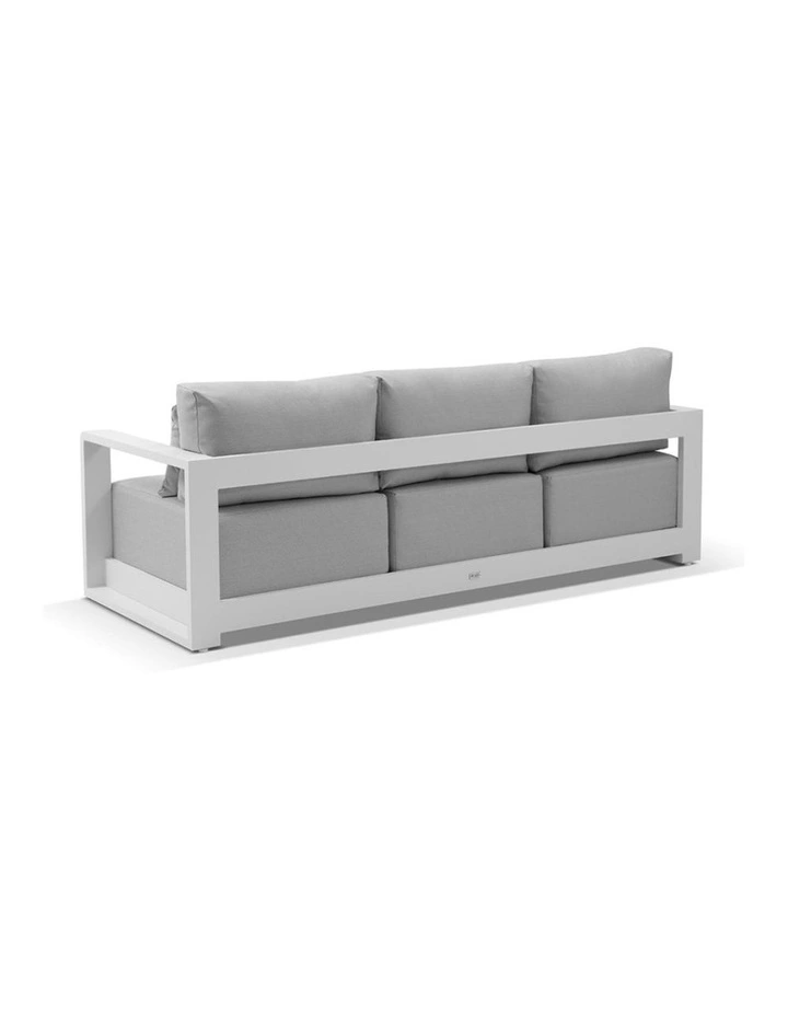 Whitehaven 3 Seater Outdoor Aluminium Lounge White & Textured Olefin Grey Cushions image 2