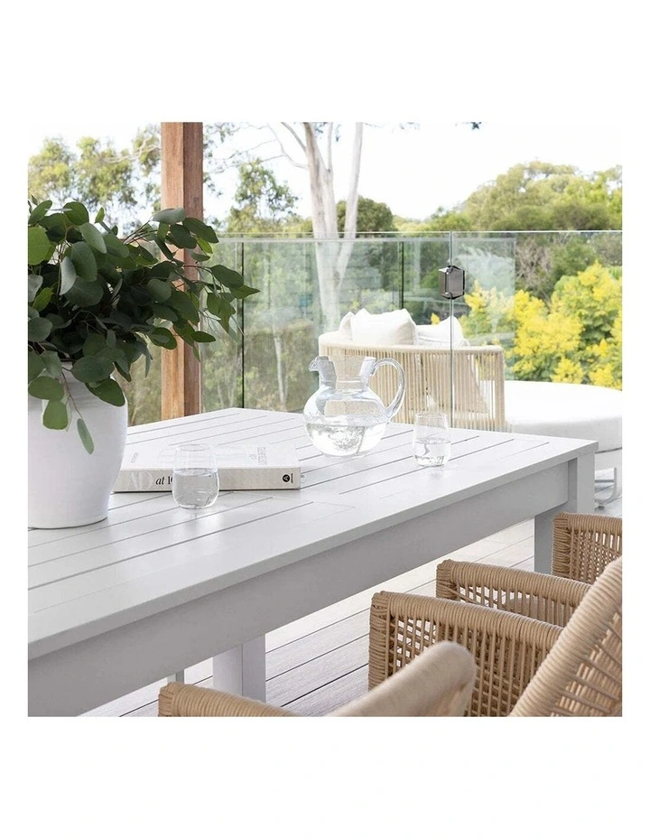 Santorini 3.55m Outdoor Aluminium Dining Table White With 12 Hugo Chairs & Cream Rope/Cream Cushions image 4