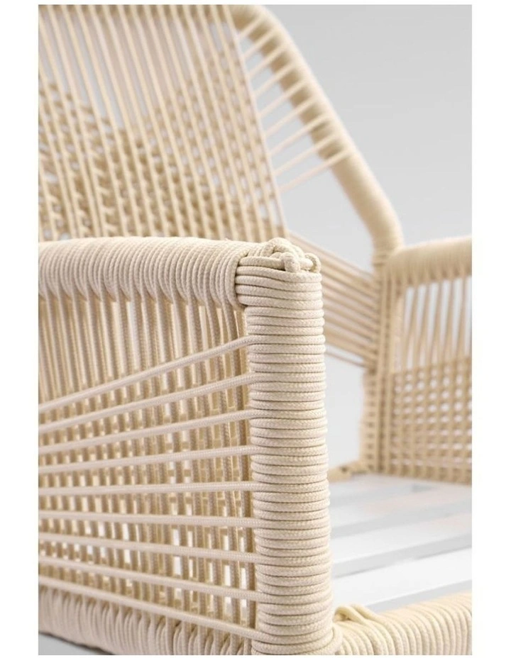 Santorini 3.55m Outdoor Aluminium Dining Table White With 12 Hugo Chairs & Cream Rope/Cream Cushions image 6