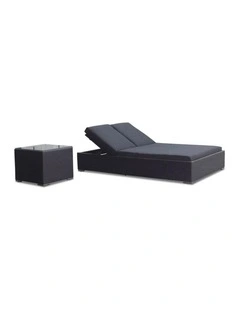 Breeze Outdoor Wicker Double Sun Lounge with Side Table