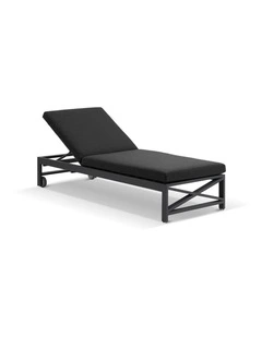 Kansas Outdoor Aluminium Sun Lounge on Wheels Charcoal & Denim Grey Cushions