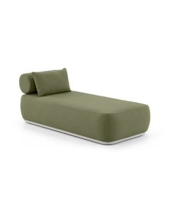 Norfolk Outdoor Aluminium Single Sun Lounge White & La Palma Green Cushions