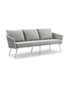 Lismore 3 Seater Outdoor Aluminium and Rope Lounge White & Grey Rope/Textured Olefin