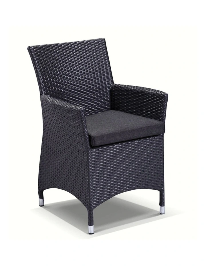 Caesar 8 Rectangle 9 pce Stone and Wicker Outdoor Dining Setting Charcoal & Denim Grey Cushions image 2