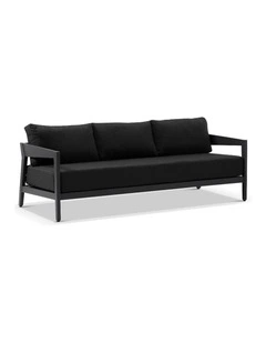 Bronte 3 Seater Outdoor Aluminium Lounge Charcoal & Denim Grey Cushions