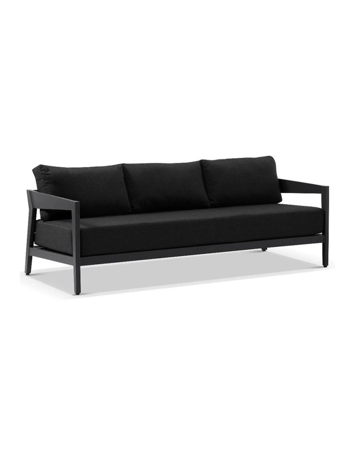Bronte 3 Seater Outdoor Aluminium Lounge Charcoal & Denim Grey Cushions image 1
