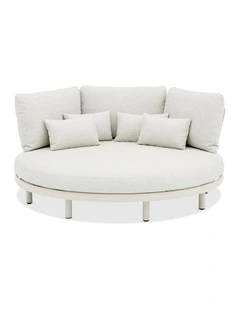 Aspen Outdoor Round Aluminium Daybed Sand & Ivory Cushions