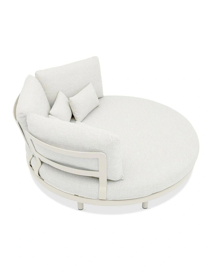 Aspen Outdoor Round Aluminium Daybed Sand & Ivory Cushions image 4