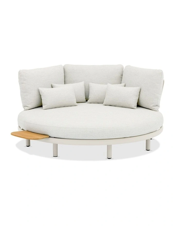 Aspen Outdoor Round Aluminium Daybed Sand & Ivory Cushions image 5