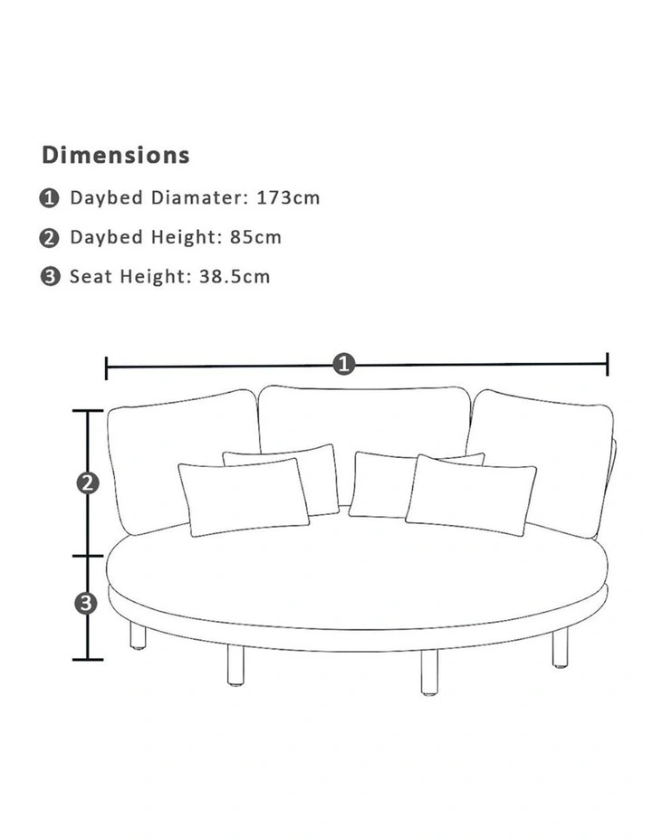 Aspen Outdoor Round Aluminium Daybed Sand & Ivory Cushions image 6