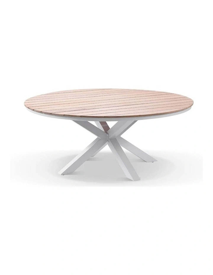 Tuscany Large Round 1.8m Outdoor Aluminium and Teak Top Dining Table White image 1