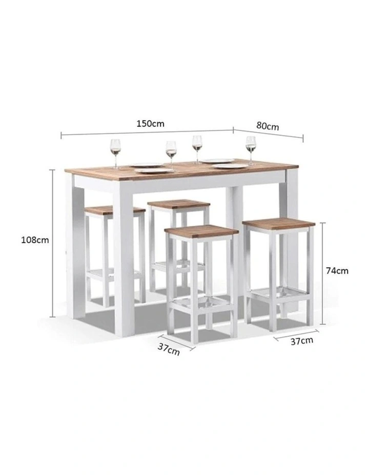 Balmoral 1.5m 4 Seater Teak Top and Aluminium Patio Bar Setting White image 3