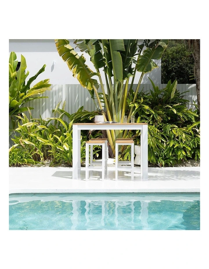 Balmoral 1.5m 4 Seater Teak Top and Aluminium Patio Bar Setting White image 5
