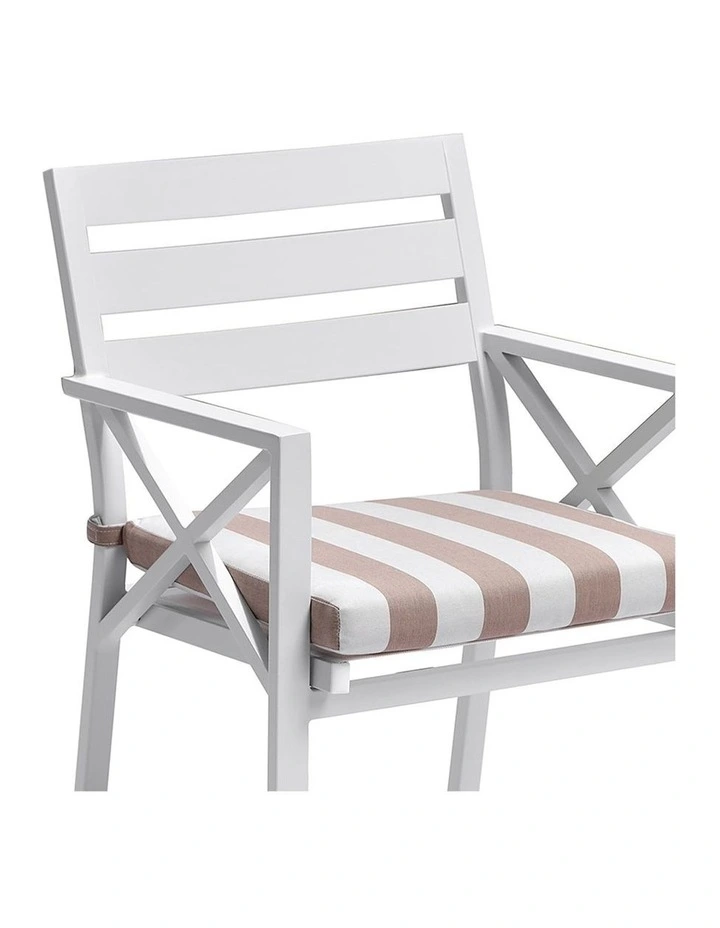 Balmoral 2.5m Teak Top Aluminium Table White With 8 Kansas Dining Chairs & Heather Beige Cushions image 3
