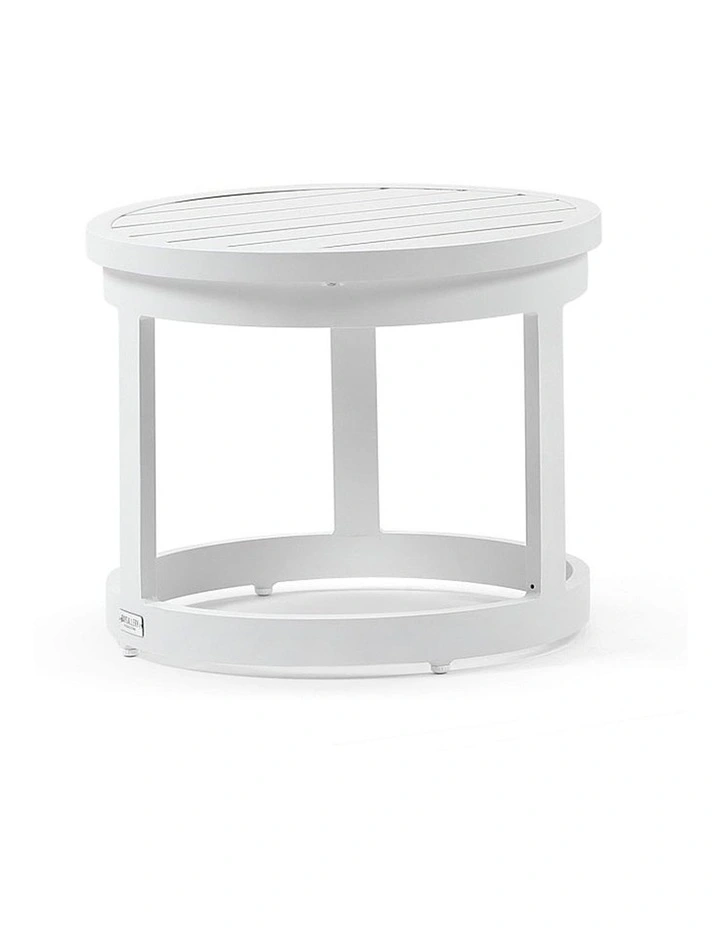 Santorini Round Outdoor Aluminium Side Table White image 1