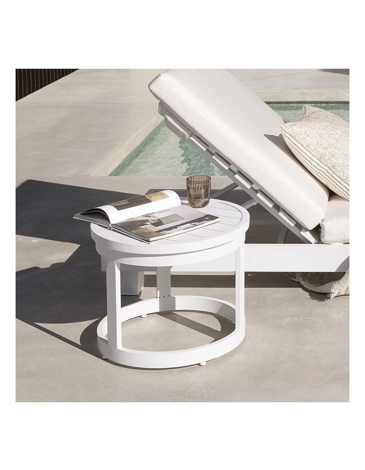 Santorini Round Outdoor Aluminium Side Table White image 2