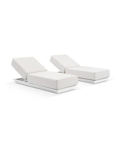 Whitehaven Outdoor Aluminium Single Sun lounge Set in Sunbrella White & Canvas Cushions