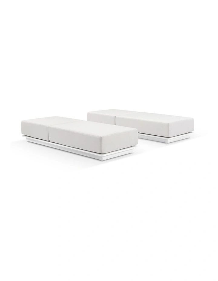 Whitehaven Outdoor Aluminium Single Sun lounge Set in Sunbrella White & Canvas Cushions image 2