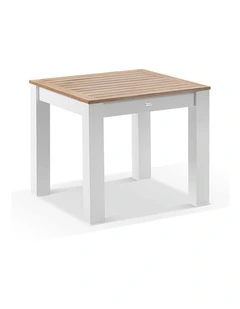 Balmoral 90cm Square Teak Top Aluminium Dining Table White
