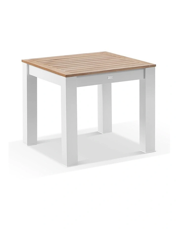Balmoral 90cm Square Teak Top Aluminium Dining Table White image 1